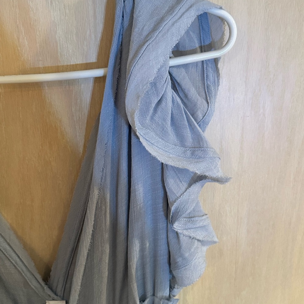 Blue Grey Ruffle Maxi Dress Boho - Picture 5 of 7
